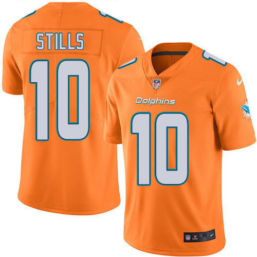 Men's Elite Kenny Stills Nike Jersey Orange - #10 Rush NFL Miami Dolphins